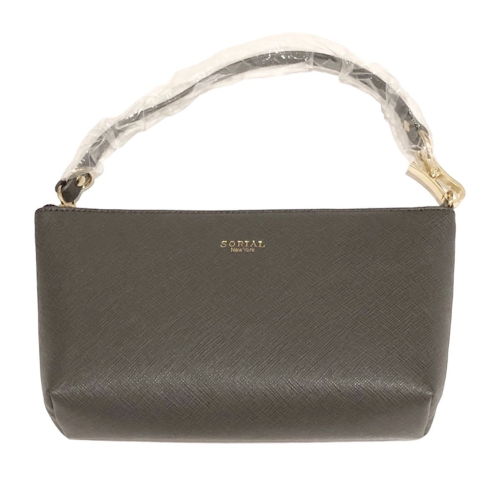 Sorial Saffiano Vegan Leather Dark Grey Wristlet Brand New With Tags